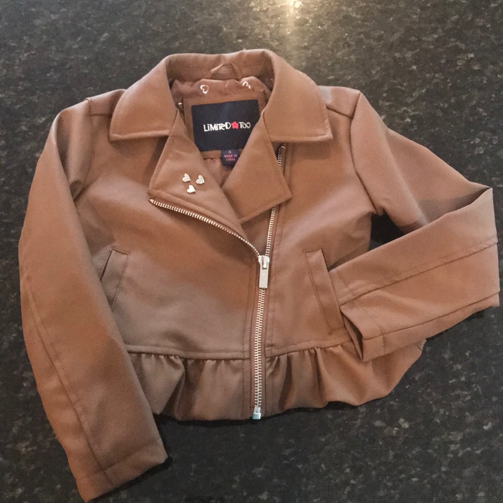 Girls Faux leather light brown jacket Limited Too